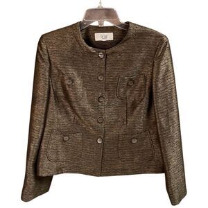 LeSuit Women’s Petite Metallic Blazer Jacket Brown Vintage Career